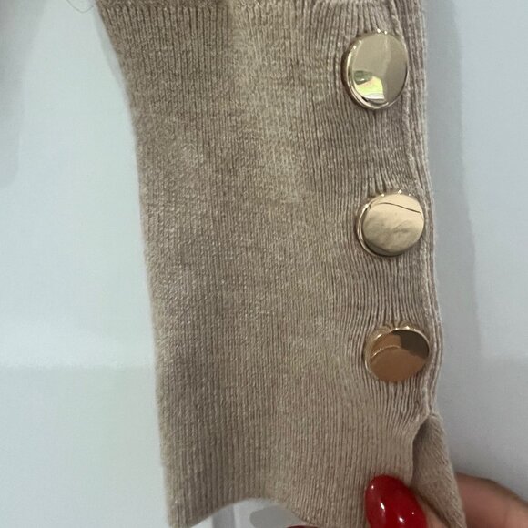 Zara Tan Cardigan with Gold Buttons - Women's Size Small - Picture 3 of 3